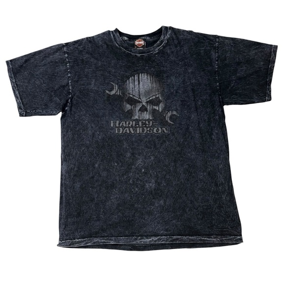 Harley-Davidson Other - Harley-Davidson Skull & Wrench T-Shirt XL Black Acid Wash Arizona Made in USA